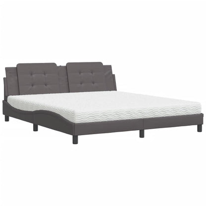 Bed met matras kunstleer grijs 180x200 cm