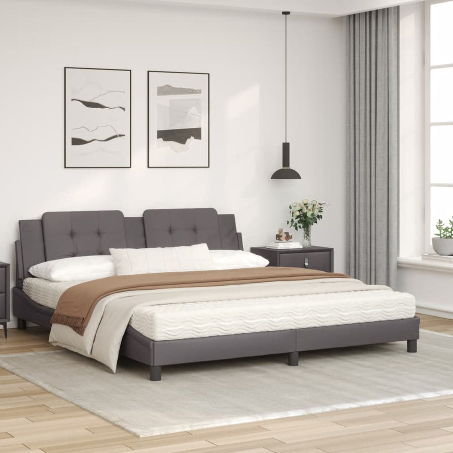 Bed met matras kunstleer grijs 180x200 cm