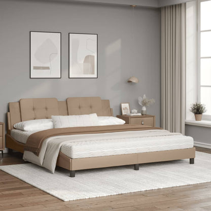 Bed met matras kunstleer cappuccinokleurig 180x200 cm