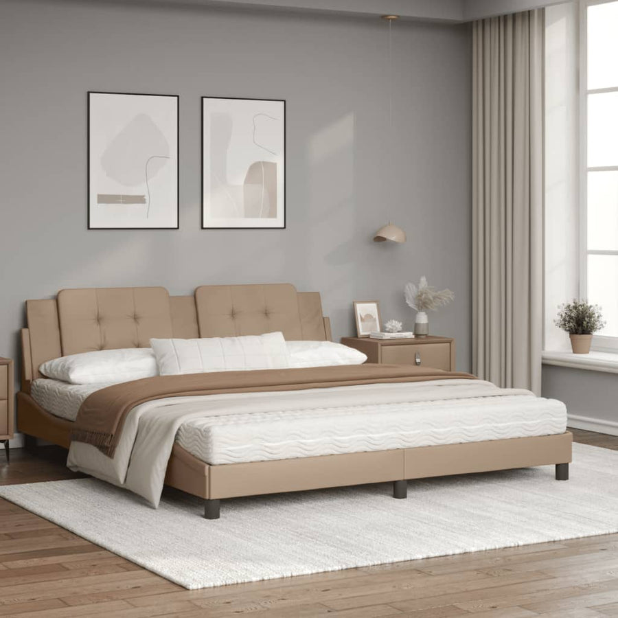 Bed met matras kunstleer cappuccinokleurig 180x200 cm