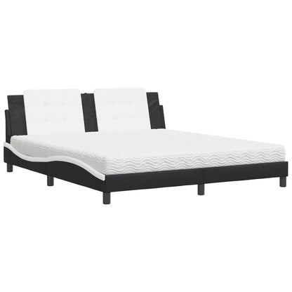 Bed met matras kunstleer zwart en wit 180x200 cm