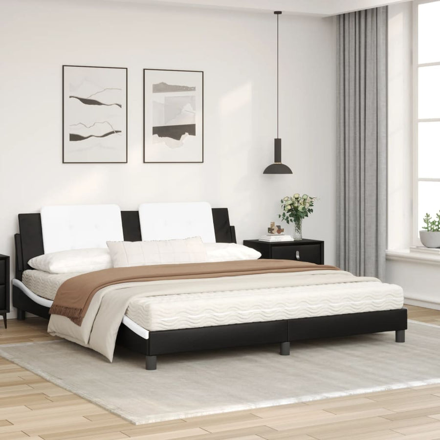 Bed met matras kunstleer zwart en wit 180x200 cm