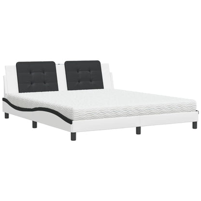 Bed met matras kunstleer wit en zwart 180x200 cm