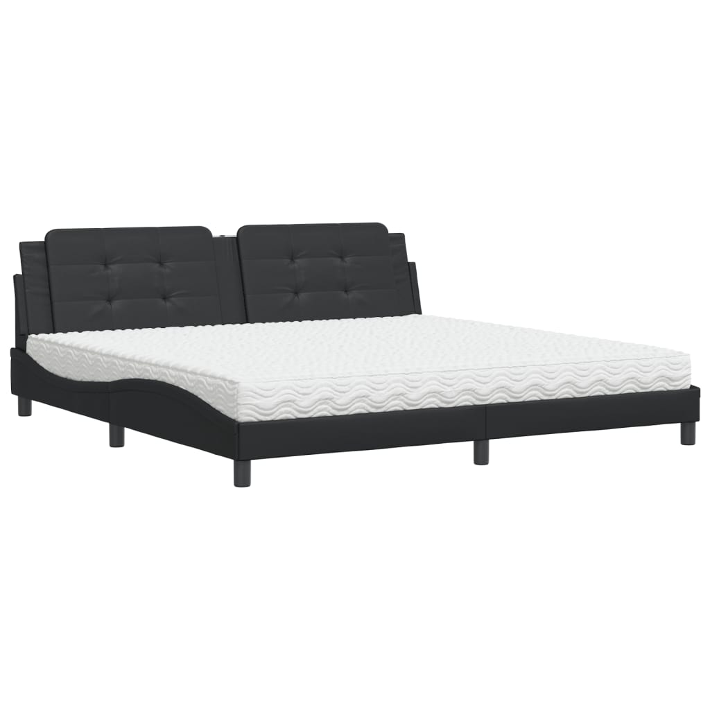 Bed met matras kunstleer zwart 200x200 cm
