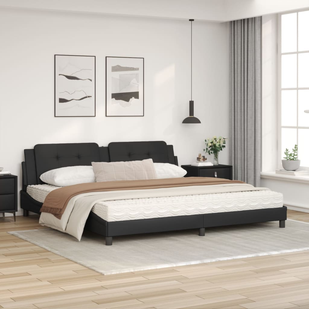 Bed met matras kunstleer zwart 200x200 cm