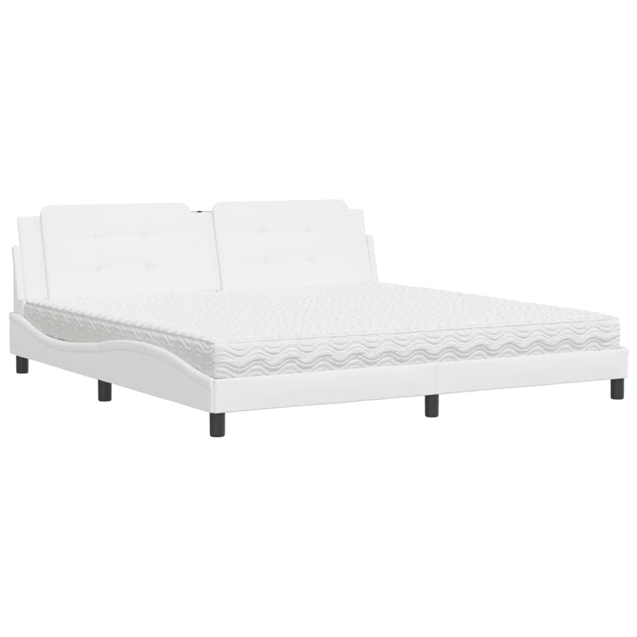 Bed met matras kunstleer wit 200x200 cm