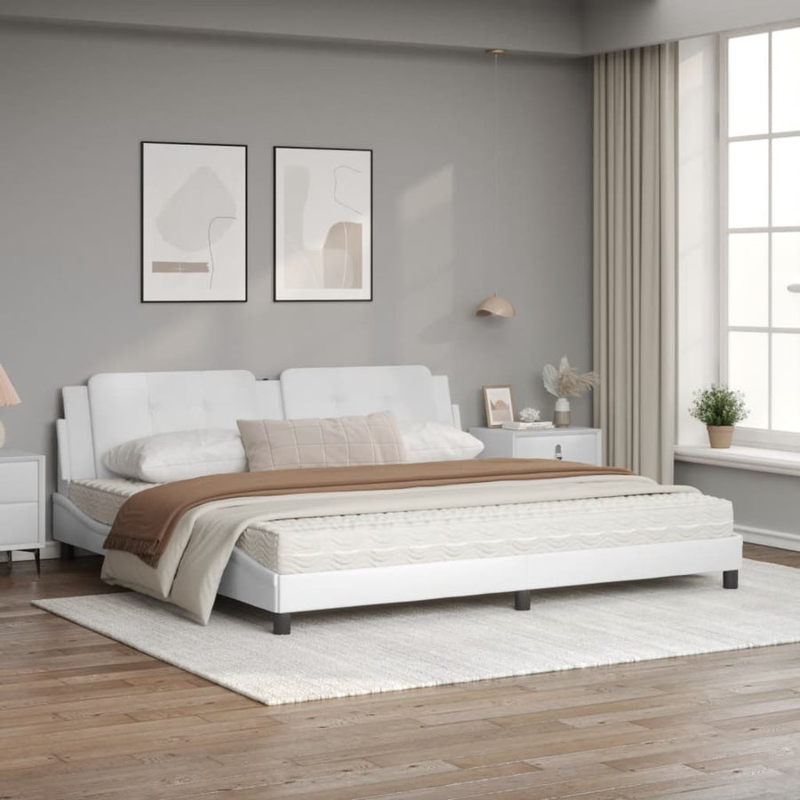 Bed met matras kunstleer wit 200x200 cm