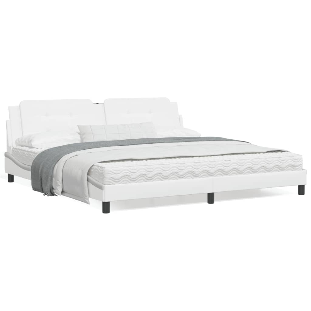 Bed met matras kunstleer wit 200x200 cm