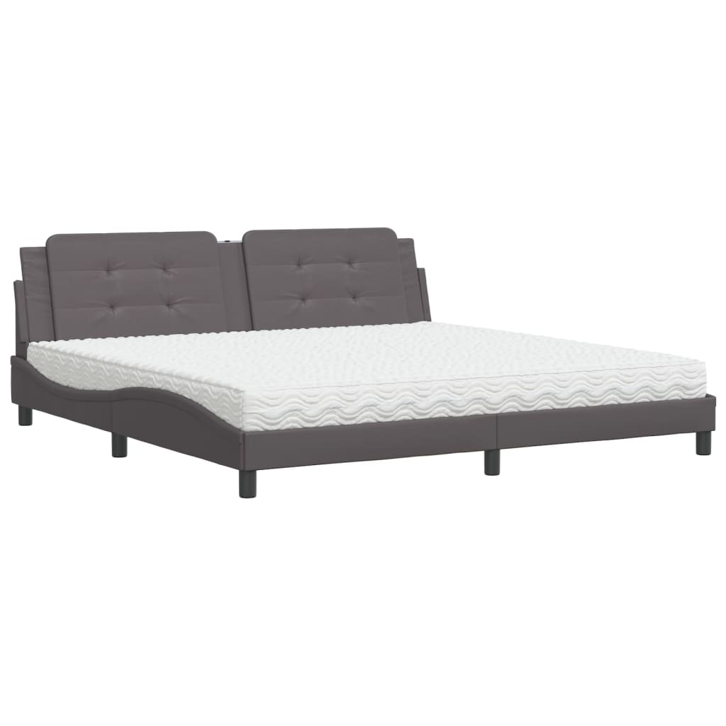 Bed met matras kunstleer grijs 200x200 cm