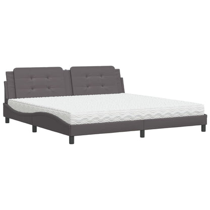 Bed met matras kunstleer grijs 200x200 cm