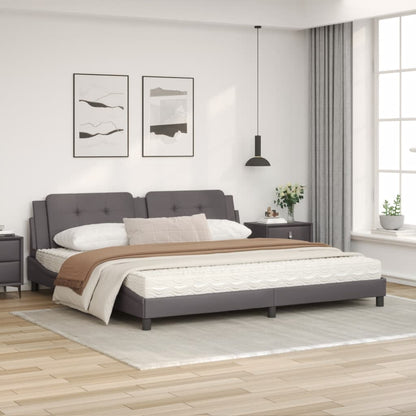 Bed met matras kunstleer grijs 200x200 cm