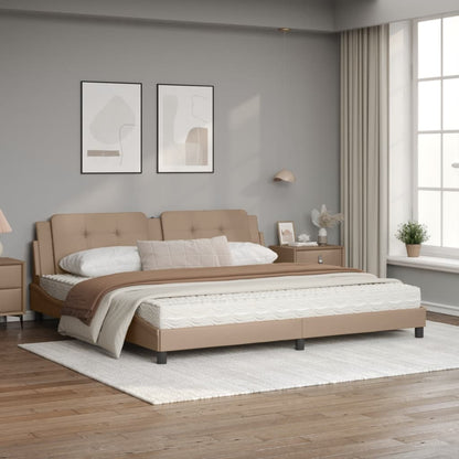 Bed met matras kunstleer cappuccinokleurig 200x200 cm
