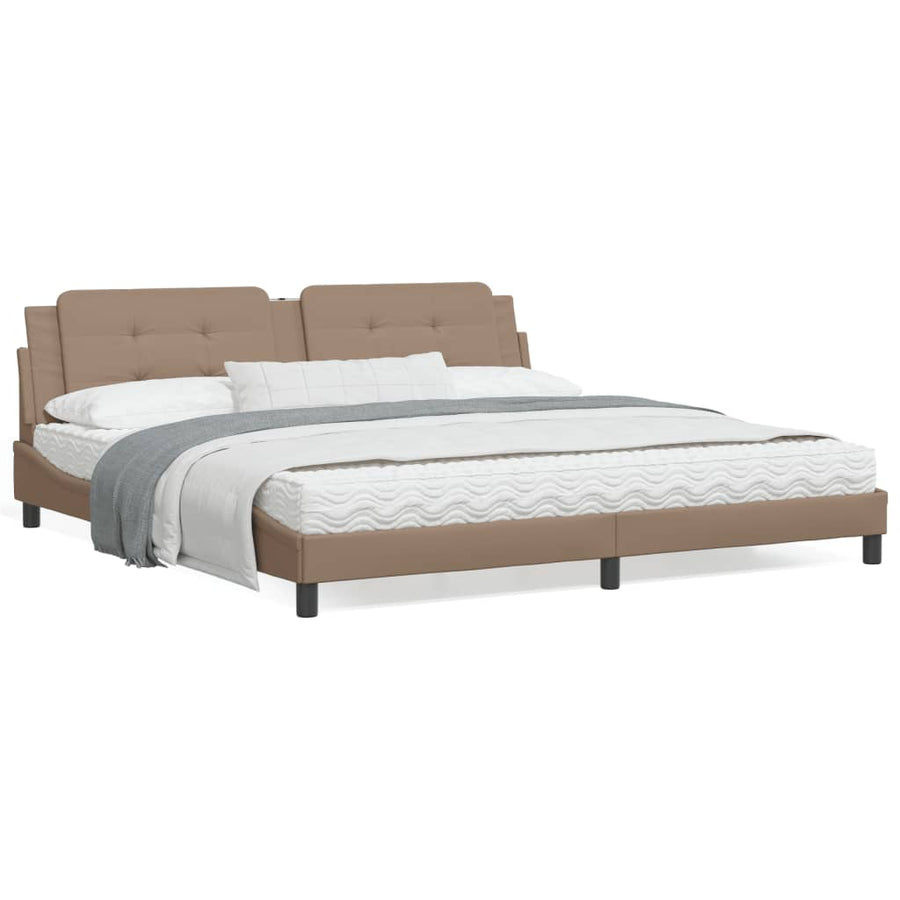 Bed met matras kunstleer cappuccinokleurig 200x200 cm