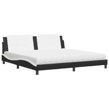 Bed Met Matras Kunstleer 200 x 200 cm Zwart en wit