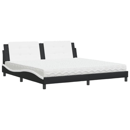 Bed Met Matras Kunstleer 200 x 200 cm Zwart en wit