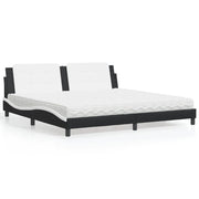 Bed met matras 200x200 cm zwart wit kunstleer