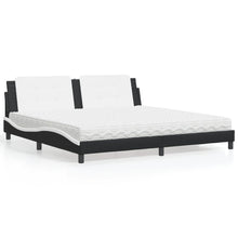 Bed Met Matras Kunstleer 200 x 200 cm Zwart en wit