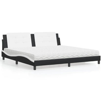Bed Met Matras Kunstleer 200 x 200 cm Zwart en wit