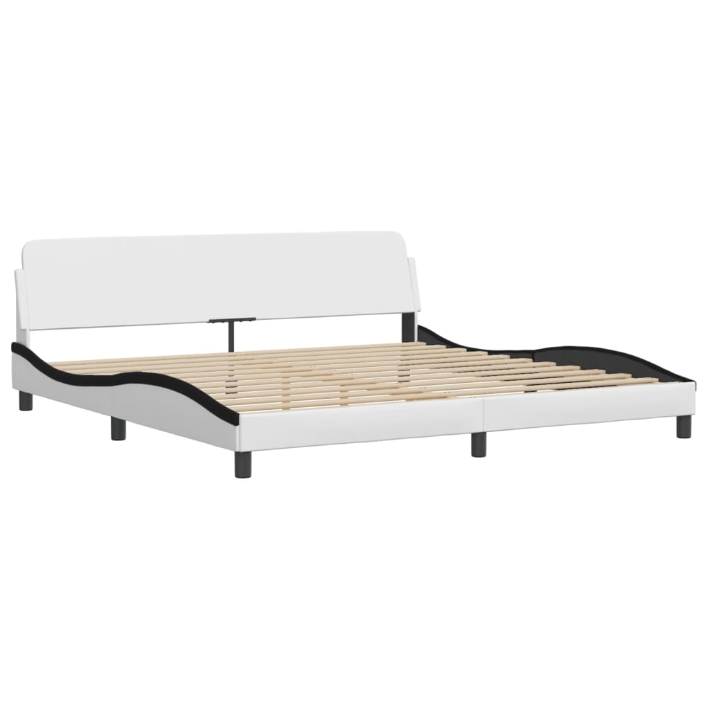 Bed met matras kunstleer wit en zwart 200x200 cm