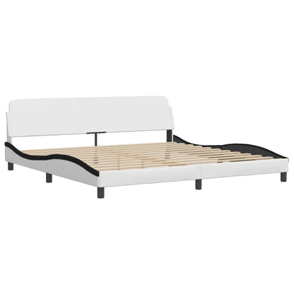 Bed met matras kunstleer wit en zwart 200x200 cm