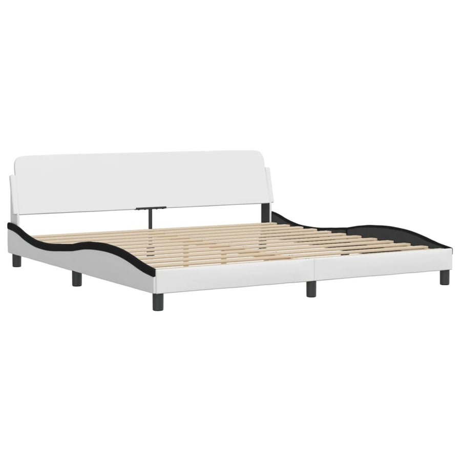 Bed met matras kunstleer wit en zwart 200x200 cm