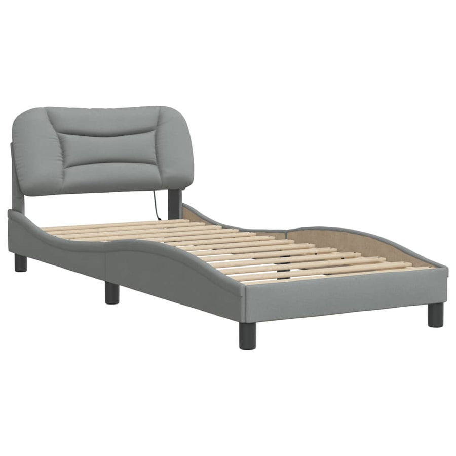 Bedframe Met Led-Verlichting Stof Lichtgrijs 80X200 Cm
