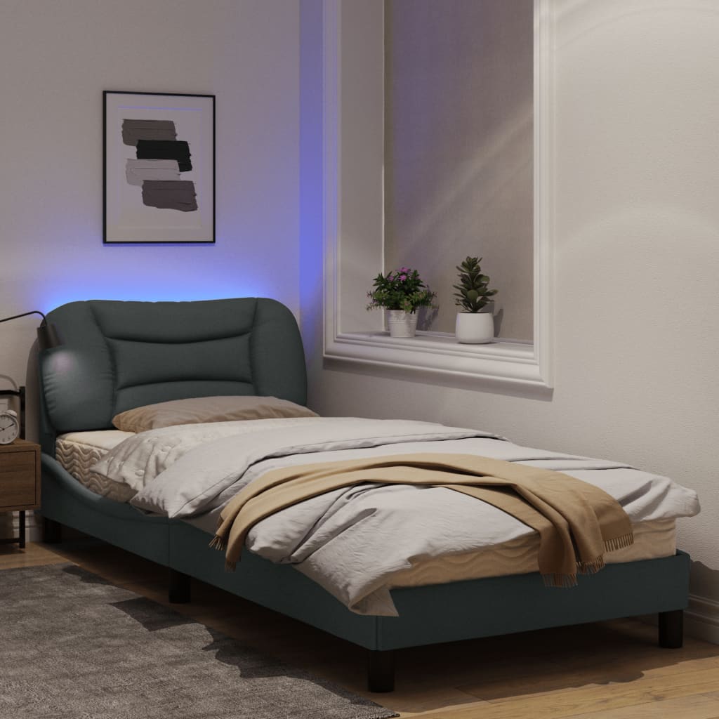 Bedframe Met Led-Verlichting Stof Lichtgrijs 80X200 Cm