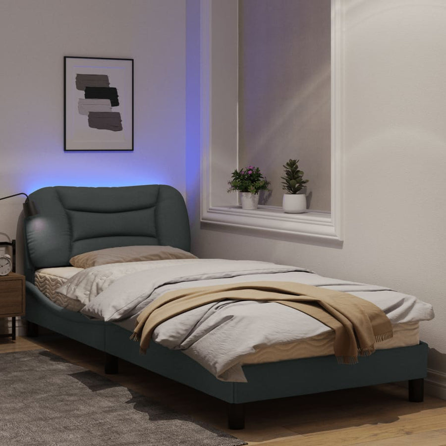 Bedframe Met Led-Verlichting Stof Lichtgrijs 80X200 Cm