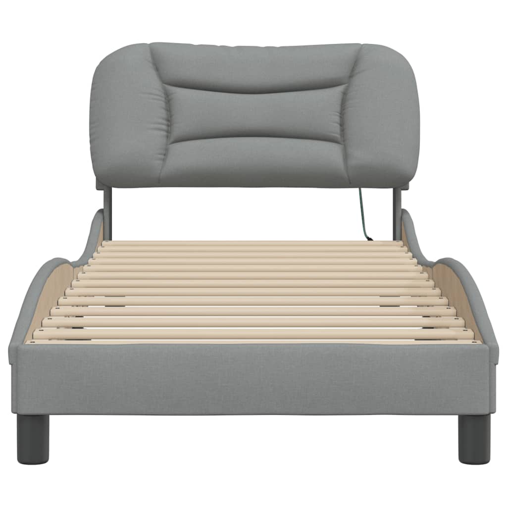 Bedframe Met Led-Verlichting Stof Lichtgrijs 80X200 Cm
