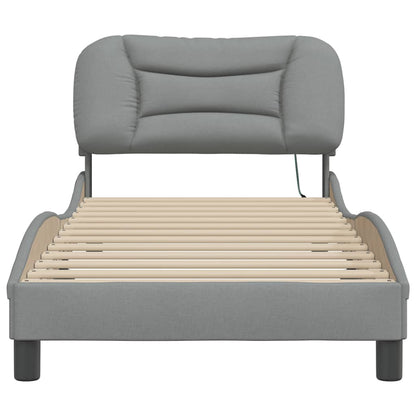 Bedframe Met Led-Verlichting Stof Lichtgrijs 80X200 Cm