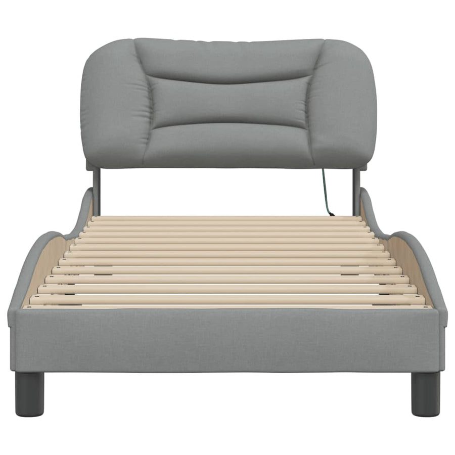 Bedframe Met Led-Verlichting Stof Lichtgrijs 80X200 Cm