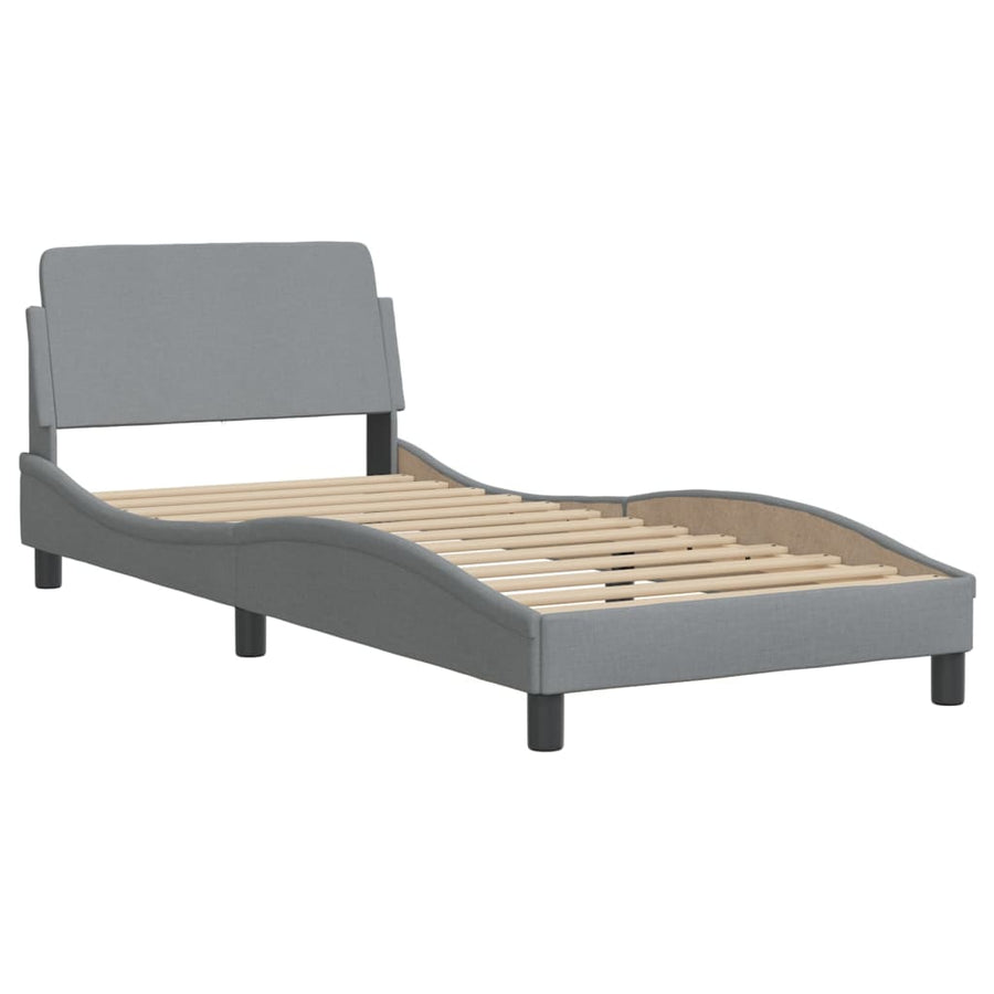 Bedframe Met Led-Verlichting Stof Lichtgrijs 80X200 Cm