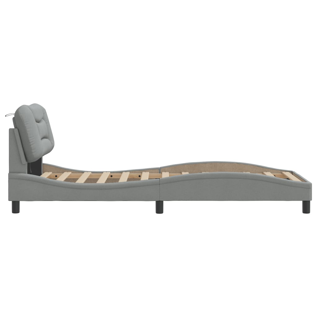 Bedframe Met Led-Verlichting Stof Lichtgrijs 80X200 Cm