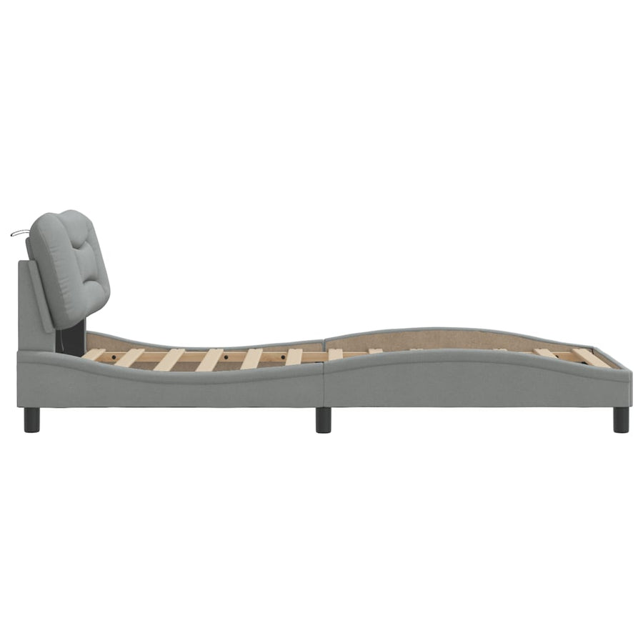 Bedframe Met Led-Verlichting Stof Lichtgrijs 80X200 Cm