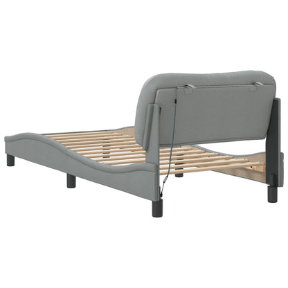 Bedframe Met Led-Verlichting Stof Lichtgrijs 80X200 Cm