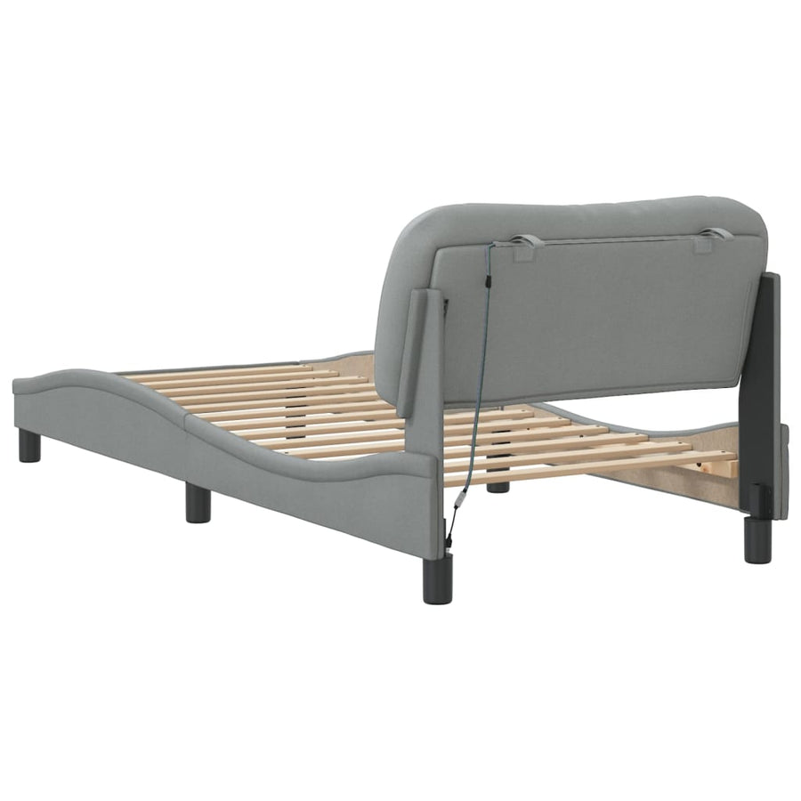 Bedframe Met Led-Verlichting Stof Lichtgrijs 80X200 Cm