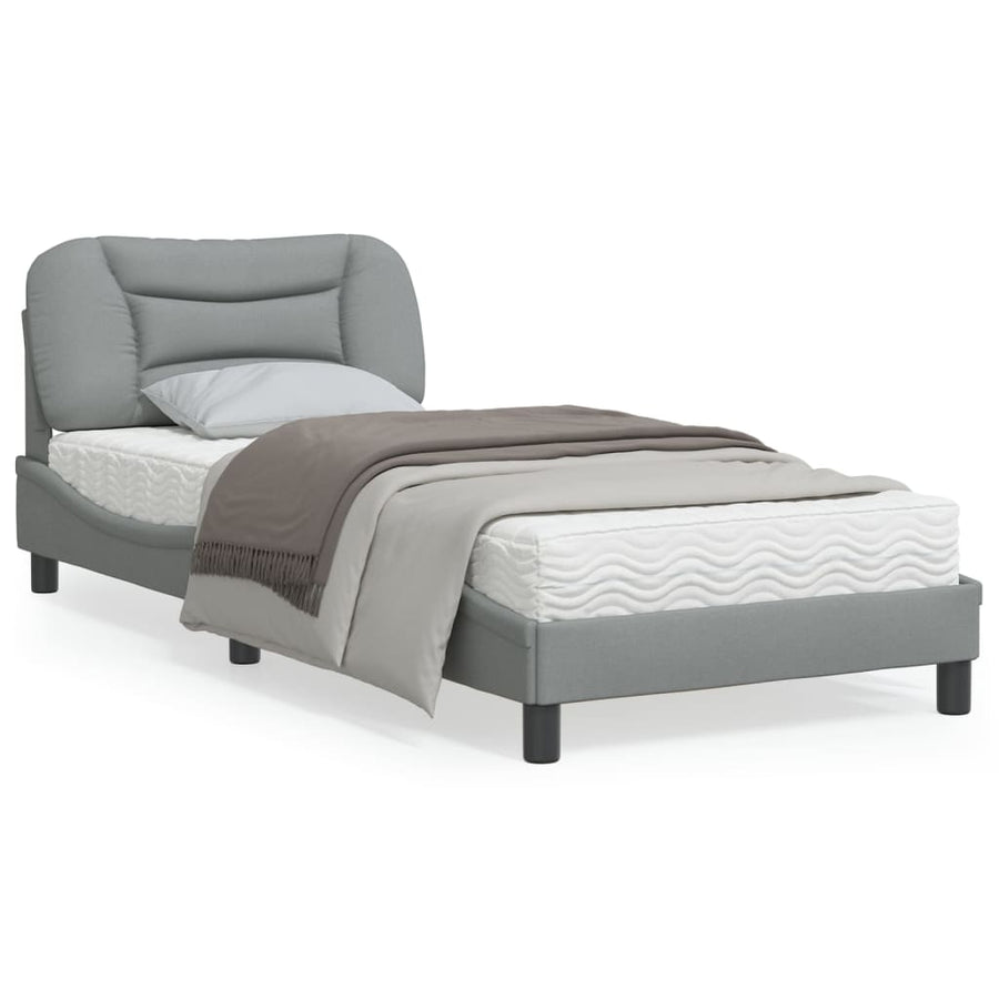 Bedframe Met Led-Verlichting Stof Lichtgrijs 80X200 Cm