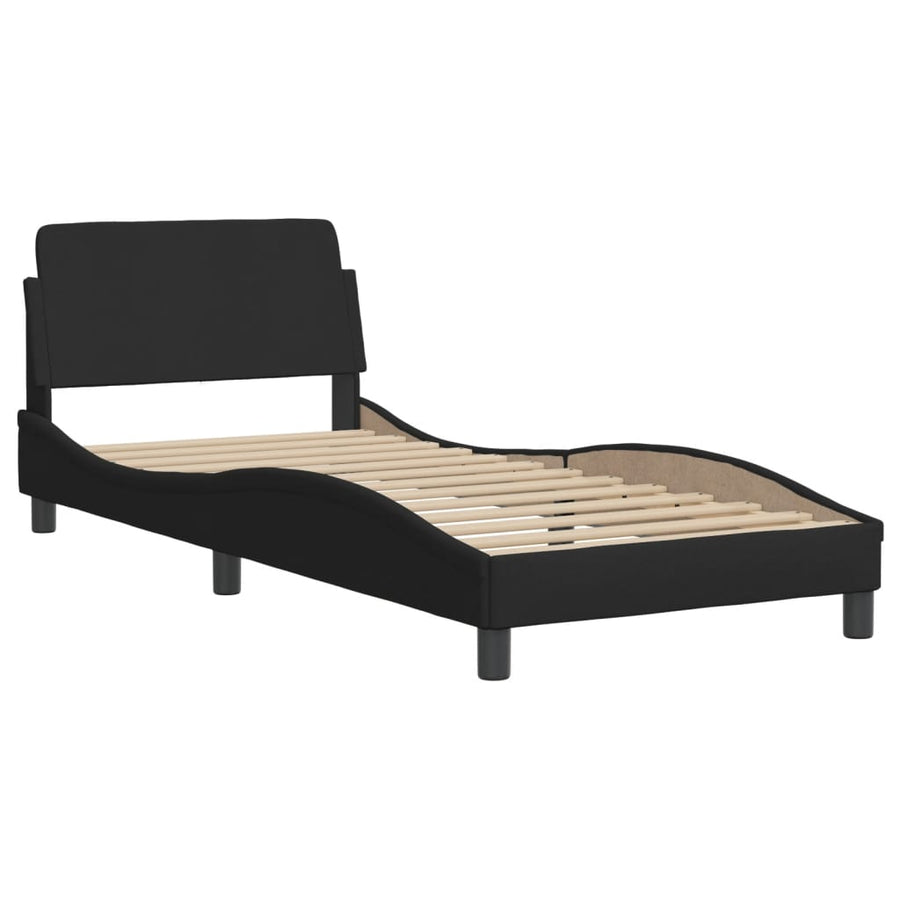 Bedframe Met Led-Verlichting Stof Zwart 80X200 Cm Donkerbruin
