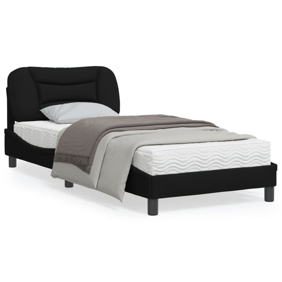 Bedframe Met Led-Verlichting Stof Zwart 80X200 Cm Donkerbruin