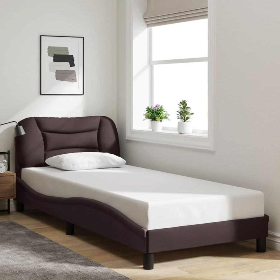 Bedframe Met Led-Verlichting Stof 80 x 200 cm Donkerbruin