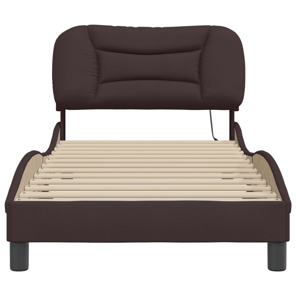 Bedframe Met Led-Verlichting Stof 80 x 200 cm Donkerbruin