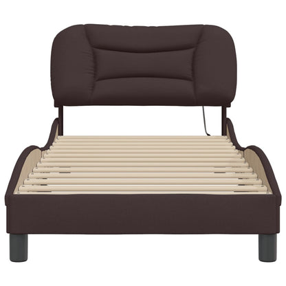 Bedframe Met Led-Verlichting Stof 80 x 200 cm Donkerbruin