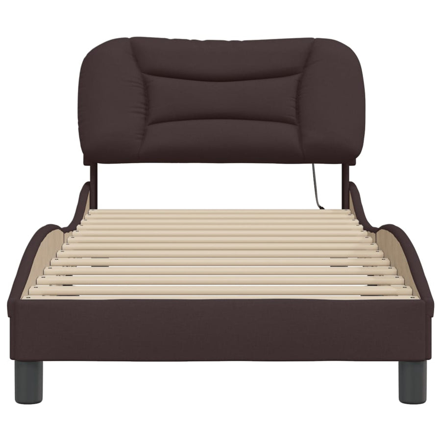 Bedframe Met Led-Verlichting Stof 80 x 200 cm Donkerbruin