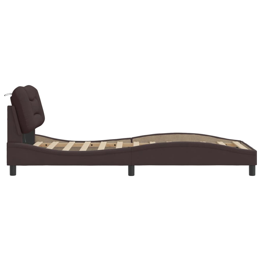 Bedframe Met Led-Verlichting Stof 80 x 200 cm Donkerbruin