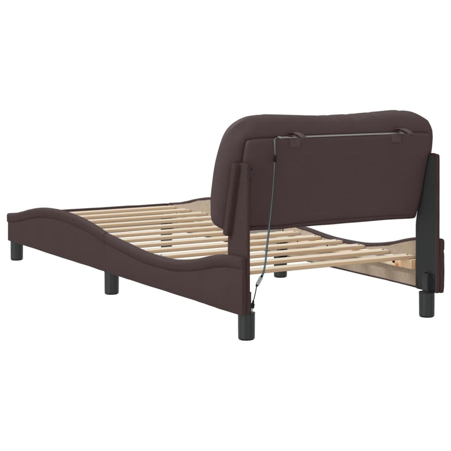 Bedframe Met Led-Verlichting Stof 80 x 200 cm Donkerbruin