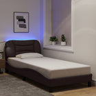 Bed frame with LED without mattress "Hvar" 80x200 cm fabric dark brown