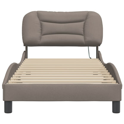 Bedframe Met Led-Verlichting Stof Taupe 80X200 Cm Donkerbruin