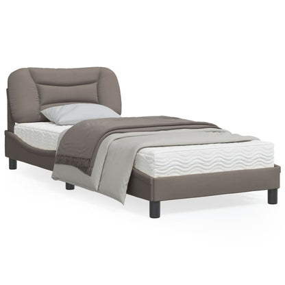 Bedframe Met Led-Verlichting Stof Taupe 80X200 Cm Donkerbruin