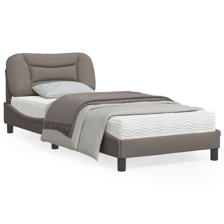 Bedframe Met Led-Verlichting Stof Taupe 80X200 Cm Donkerbruin