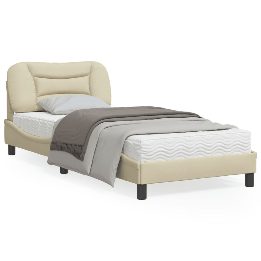 Bedframe Met Led-Verlichting Stof Crèmekleurig 80X200 Cm